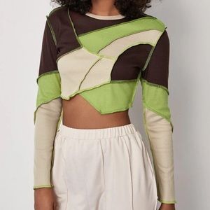 Shein Stitched Colorblock Crop Top